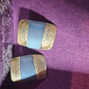 Vintage Rectangular Blue and Sterling Silver Earrings
